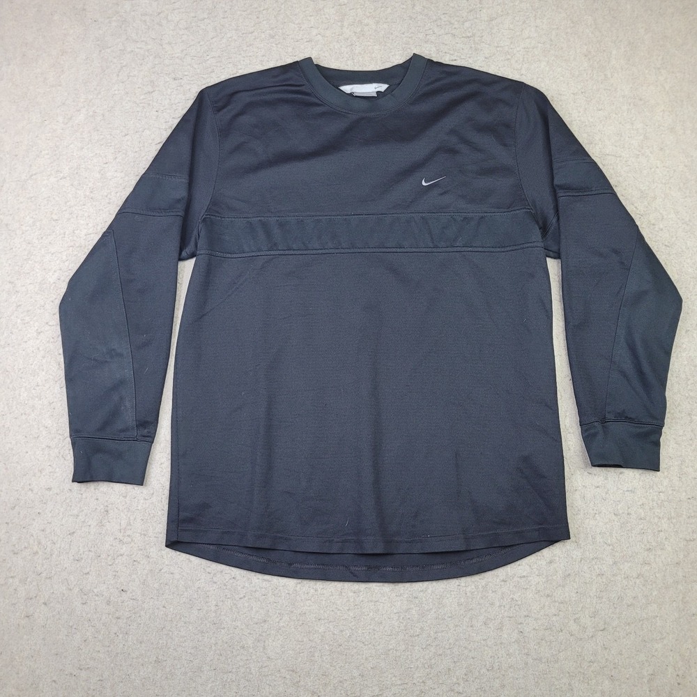 Vintage 90s Nike Crew Neck Shirt Mens M Black Performance‎ Stretch Active Y2K